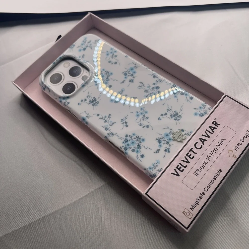 Velvet Caviar Blue Floral Coquette Case iPhone 16 Pro Max MagSafe Protective